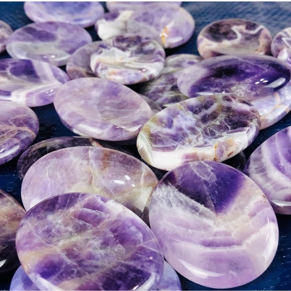 3 amethyst BUNDLE worry stones